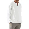 Men's T-Shirts Linen Shirt Men Brief Breathable Comfy Solid Color Long Sleeve Harajuku Casual Blouse Hawaiian Shirt Oversize Tops S-5XL W0322