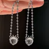 Boucles d'oreilles pendantes douces Cool Y2k boule de cristal ronde mode coréenne tempérament perles chaînes boucles d'oreilles pour filles femmes fête bijoux 2023