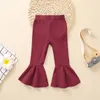 Kids Girls Flare Pants Solid Colors Ruffle Trousers Toddler Baby Clothes Kids Elastic Waist Trousers Kids Casual Outfits