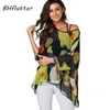 Men's Swimwear BHflutter 4XL 5XL 6XL Plus Size Blouse Women Chic Floral Print Chiffon Blouses Shirts Sexy Off Shoulder Summer Tops Tunic