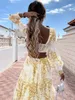 Женское туническое пляжное платье 2023 лето V-образное обработка без спинки Hollow Out фонарь длинные платье