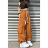 Calça feminina S Vintage Cargo Baggy Jean Fashion 90S Streetwear Pockets Wide perna na cintura alta Y2K Denim calças macacão 230323