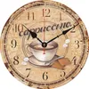 Wandklokken Antieke wandhorloges Shop Cafee Bar Cappuccino Cafee houten ronde wandklokken niet-tikken stille stille saat wandklokken 230323