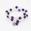 Strand Fashion Round Stone Beaded Wire Wrap Bracelets 12 Color