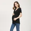 أمومة قمم المحملات العاطفة الأمهات الصيف الحامل تي شيرت النساء حجم كبير الحجم قميص الملابس صلبة الملابس 230322