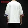 メンズTシャツRuihuo Half Sleeve Linen Cotton T Shater for Men Clothing Harajuku Tee Shirt Summer Streetwear Hip Hop 5XL 2023 New Arrivals W0322