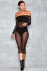 Kvinnors jumpsuits Sexig perspektiv Mesh PlaySuit 2023 Autumn Off Shoulder Slash Neck One Piece See Through Women Cloths Overalls