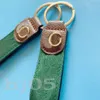 Brown leather designer keychain retro luxury keychain simplicity red green webbing portachiavi couple creative valentine s day gift key ring delicate PJ055 C23