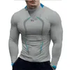 Herren T-Shirts Hohe Qualität 5 Farbe Männer Lauf T-shirt Schnell Trocknend lange ärmel Fitness Shirt Training Übung Kleidung Gym sport Shirt Tops 230323