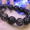 Strand 16mm Brasil Genuino Natural Negro Cuarzo Rutilado Cristal Transparente Grandes Cuentas Redondas Pulsera Mujeres Hombres Potente