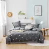 Sängkläder sätter 2023 Est Long-Staple Cotton Four-Piece Bed Sheet Star and Moon Pattern Plain Light Luxury Style Dark Greycolor