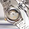 Luksusowy zegarek męski 40 mm czarny niebieski biały biały 316L Precyzyjny stal skórzany opaska w pełni automatyczny ruch mechaniczny