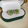 AFSHOR Charme weibliche Luxus-Design grüne Kristall Ohrstecker klassische grüne Zirkon quadratische Stein Ohrringe Vintage Gold Farbe kleine Ohrringe für Frauen