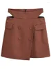 Arbeitskleider 2023 Schlitz Minirockanzüge 2 Stück Set Vintage Button Short Women Blazer Cropped Hohlaushohe hohe Taille unregelmäßiges Kreuz