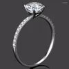 Bagues de grappe 14K Au585 or blanc femmes bague Moissanite diamants 1 2 3 4 5 ronde élégante fête de mariage fiançailles anniversaire