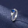 Bijoux de luxe en cristal bleu Royal pour femmes Imitation saphir Zircon anneaux pour femmes bagues de fiançailles de mariage Bague