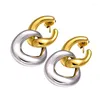 Brincos de argola 18K Brand Brand Hight Hight Quality Titanium Aço Double Chain for Women Gift Jewelry Christmas feminino