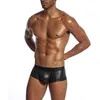 Underpants Mens Glossy Patent Leather Underwear Lingerie Bulge Pouch Boxer Briefs Low Rise Shorts For Swimwear Beachwear Swimming Trunks