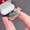 Cluster Rings Women's 925 Silver Inlaid Natural Emerald Ring Exquisite Workmanship Stylish And Simple