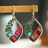 Bohemian Boho Indian Ethnic Colorful Dangle Hanging Earrings For Women Female Water Drop Ear Ornaments Wedding Accessory Jewelry