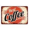 Klassisk kaffemetallteckna varm kaffesaffisch Cafe Tea Shop Decor Plate Vintage Art Målning Väggklistermärken Metal Plaques 30x20cm W03