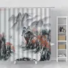 Douchengordijnen Chinese inkt schilderij landschap Mountain MOG MOG Lake Forest Natural Scenery Home Decor Badkamer met haken