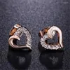 Boucles d'oreilles 2023 mignon amour coeur cristal or Rose couleur mode CZ Dimond bijoux boucles d'oreilles pour les femmes en gros