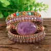 Strand Amazon's Crystal Natural Stone Hand Woven Winding Bracelet Colorful Purple Women's