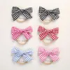 Hårtillbehör 12st/Lot Tyg Knot Bow Baby Pannband Plaid Soft Nylon Hairbands Pigtail Hairpins For Toddlers Spädbarnstillbehör