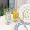 Weingläser Kelchglas Tulpe Gänseblümchen Cocktail Vintage Saft Kaffeetasse Wasserbecher mit Fuß Goldrand Trinkglaswaren