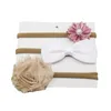 3 pcs/lot feutre arcs Rose fleur bébé Nylon bandeau élastique filles nouveau-né bambin Photo accessoires cheveux accessoires ensemble