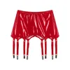 Kjol S Ladies Patent Leather Parts med Metal Clips Suspender Belt Clubwear Stage Performance Rave Costume Underwear Linglingies 230322