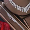 Ketting oorbellen set jmk luxe dubai bruid 4 stcs dames saudi bruiloft zilveren vergulde sieraden verjaardagsfeestje cadeau dropship groothandel