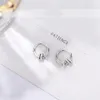 Brincos de argola verdadeiro 925 prata esterlina para mulheres encantos de cristal cidadão 2 cor pequenos aros de orelha
