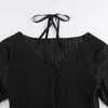 Magliette da donna Gothic See Through Sexy Women Y2k Punk Casual Manica lunga Goth Dark Mall Scava fuori Top Grunge Nero Slim Streetwear