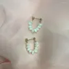 Boucles d'oreilles créoles luxe vert perle cercle pour femmes créatif géométrique petite fête bijoux cadeau