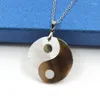 Hangende kettingen 32/50 mm natuurlijke zwarte schaal witte Chinese stijl taiji bagua ronde reiki genezende hangers ketting voor vrouwen mannen sieraden