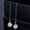 Charme élégante mode 925 Sterling Cube Love Window Zirconia Sugar Drop Boucles d'oreilles Chaîne de boucles d'oreilles à glands longs SE238 Z0323