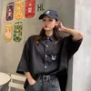 Women's Blouses Women Kawaii Black Shirts Casual Blouse For Girl Summer Autumn Button Up Tops Korean Fashion Clothes Teenage Preppy Clothing