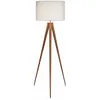 Teamson Home Romanza Tripod Metal Legs LED Floor Lamp Tall Standing Reading Light with Drum Shade Wooden Like Finish, 60 inch Height, White
