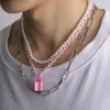 Choker purui mode y2k rosa låshänge akrylkedja halsband punk imitation pärlpärlor flerskikt kvinnors smycken gåva