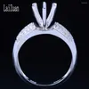 Cluster Rings LaiZuan 5.5 - 6.5mm Round Cut 925 Sterling Silver 0.3ct Genuine Natural Diamonds Semi Mount Ring Setting Women Wedding Jewelry