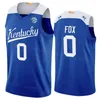 Basketball Kentucky Wildcats College 5 Malik Monk Jerseys 0 DeAaron Fox 30 Julius Randle 24 Eric Bledsoe 4 Rajon Rondo University Broderie NCAA Numéro de nom personnalisé