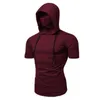 Men's T-Shirts New Hooded T-shirt Men Fashion Style Personality Stretch Leisure Sport Shirt Ninja Suit Short-sleeved T-shirt Mask Suit Tops W0322