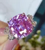 Pierścienie klastra LR Kunzite 12.98ct Fine Biżuter