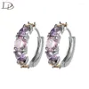 Orecchini a cerchio DODO Romantico viola rosa cristallo austriaco per le donne argento / colore oro moda CZ gioielli in pietra Brincos Femme E135