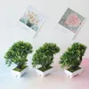 Decorative Flowers 20x20cm Green Artificial Small Tree Potted Bonsai Home Garden Bedroom Desktop Table Christmas Party Decor Fake Plants