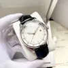 Luksusowy zegarek męski 40 mm czarny niebieski biały biały 316L Precyzyjny stal skórzany opaska w pełni automatyczny ruch mechaniczny