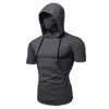 Men's T-Shirts New Hooded T-shirt Men Fashion Style Personality Stretch Leisure Sport Shirt Ninja Suit Short-sleeved T-shirt Mask Suit Tops W0322