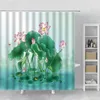 Dusch gardiner kinesiska bläck målning landskap berg dimma sjön skog naturliga landskap heminredning badrum med krokar